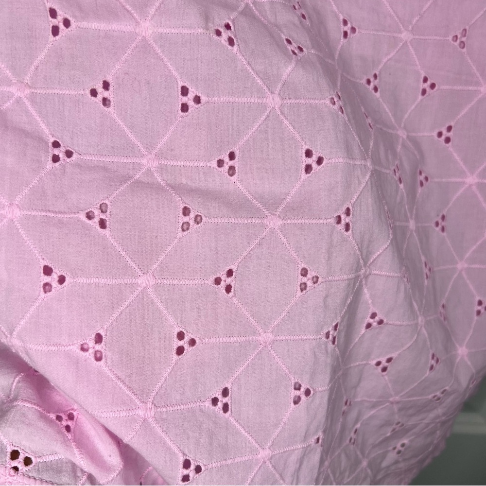 St. John's Bay Light Pink Eyelet Blouse Sz XL Short Sleeve Lined V-Neck Top - Picture 6 of 11